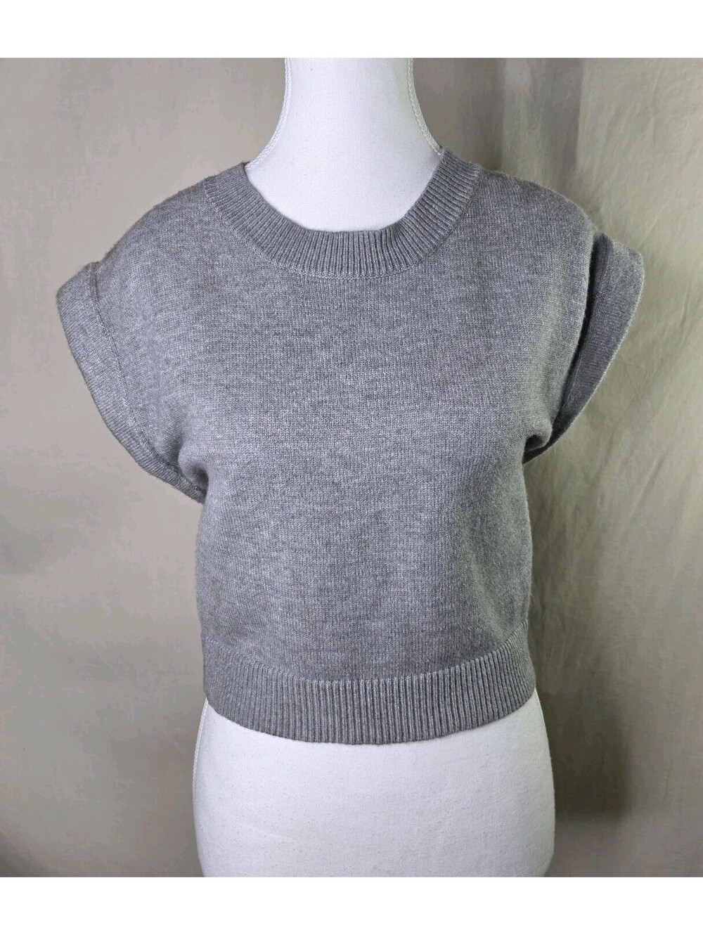 Modern Citizen Knit Top M Grey Short Sleeve Crew Neck